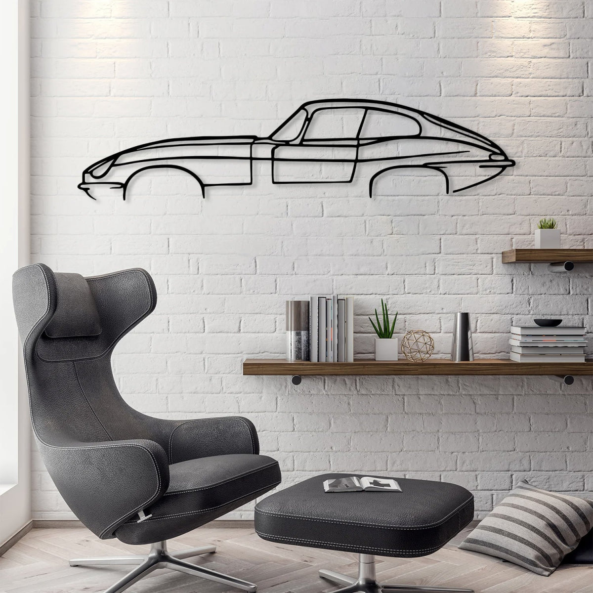 E Type Car Silhouette Metal Wall Art - BrossHome Metal Wall Art
