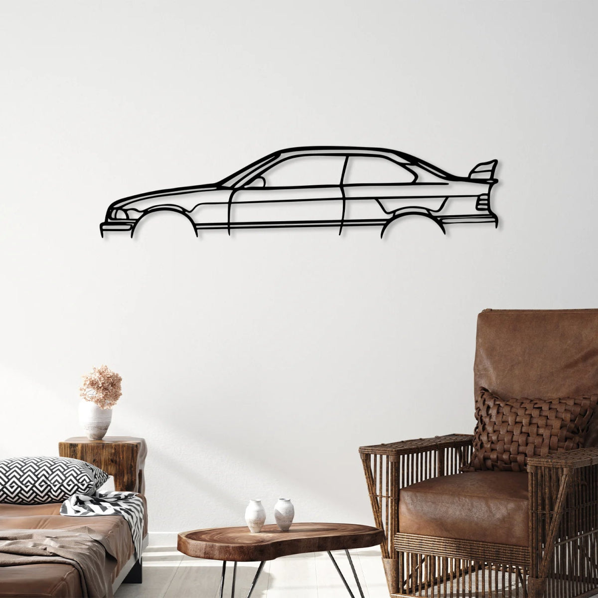 E36 M3 Car Silhouette Metal Wall Art - BrossHome Metal Wall Art