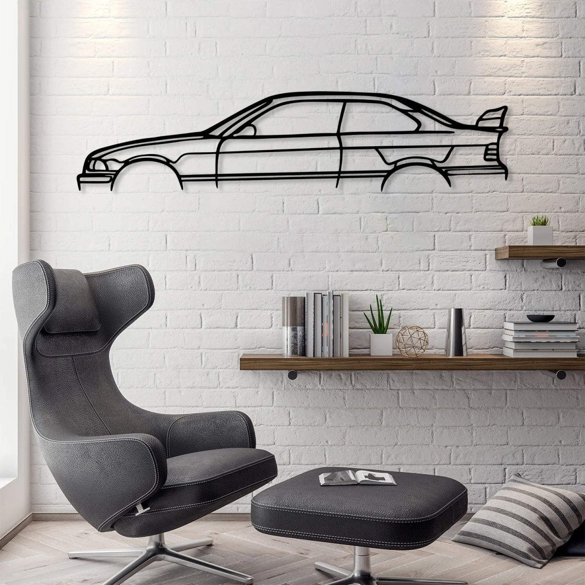 E36 M3 Car Silhouette Metal Wall Art - BrossHome Metal Wall Art