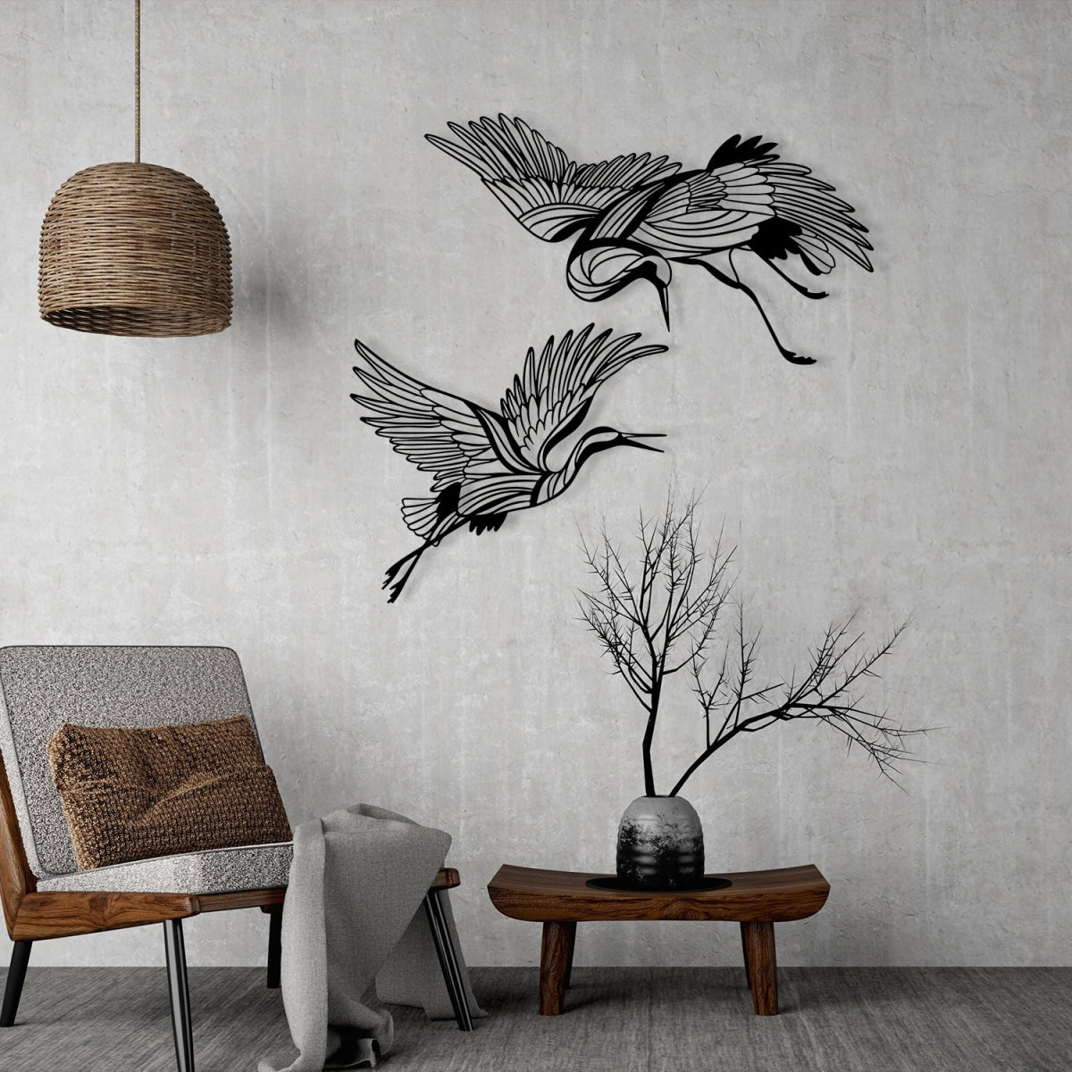 Elegant Birds in Flight Metal Sculpture - BrossHome Metal Wall Art