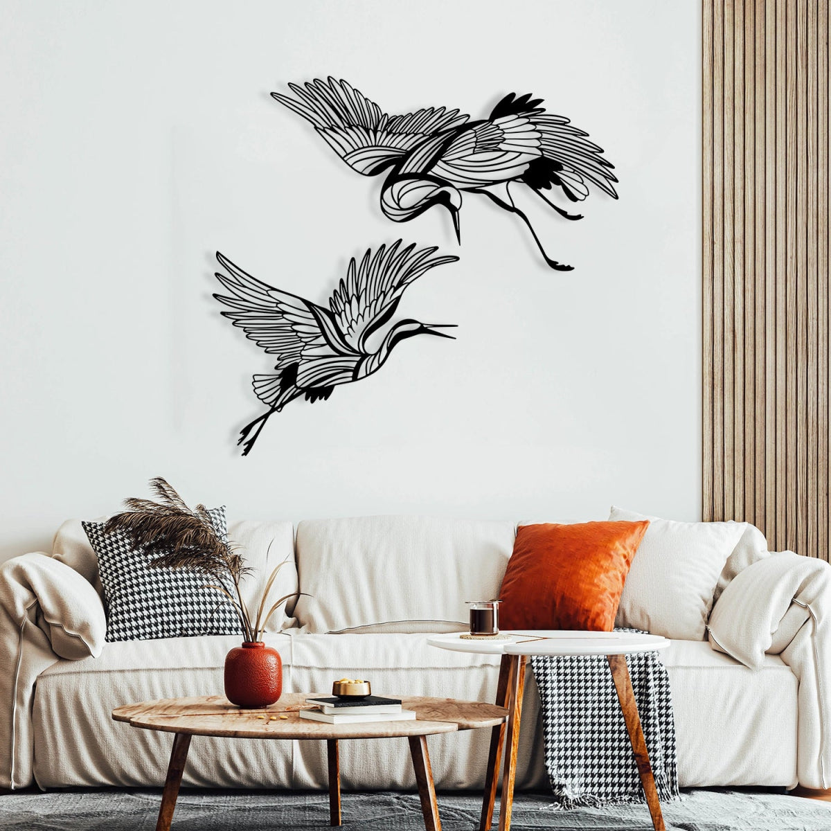 Elegant Birds in Flight Metal Sculpture - BrossHome Metal Wall Art