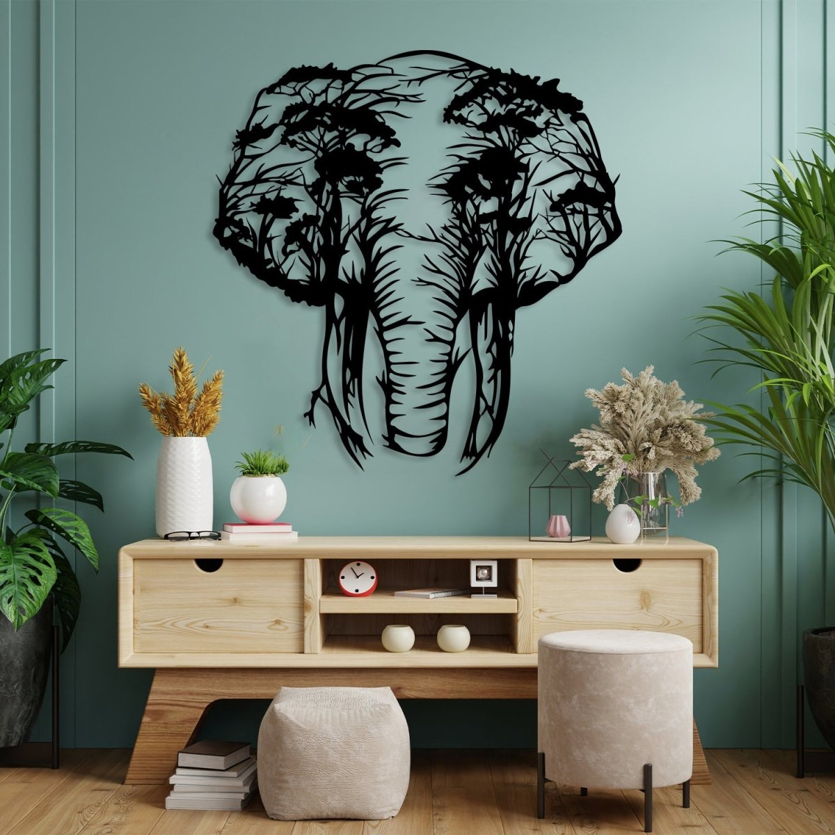 Elephant Tree Metal Wall Decor - BrossHome Metal Wall Art