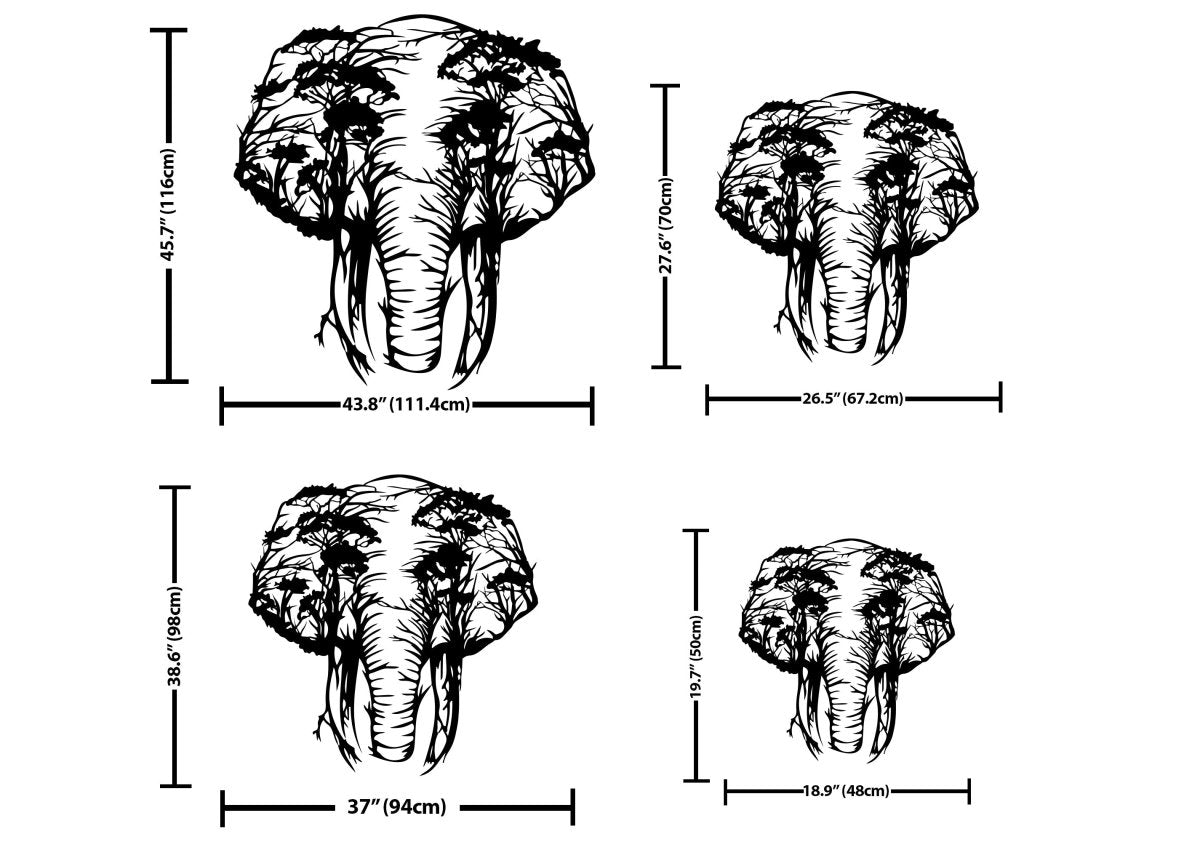 Elephant Tree Metal Wall Decor - BrossHome Metal Wall Art
