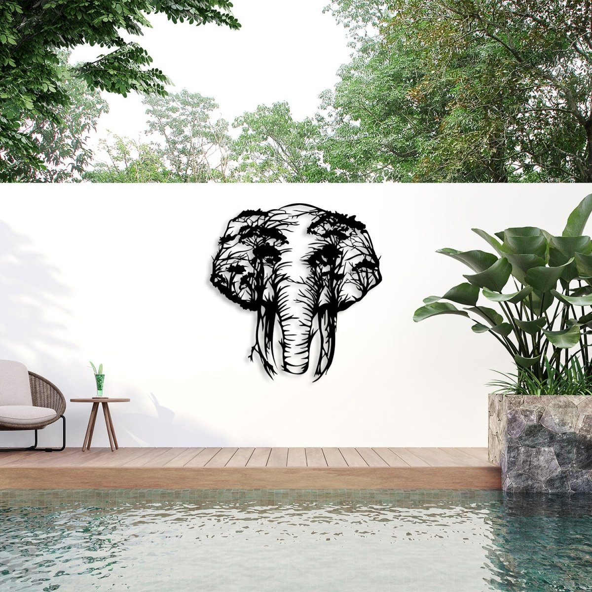 Elephant Tree Metal Wall Decor - BrossHome Metal Wall Art