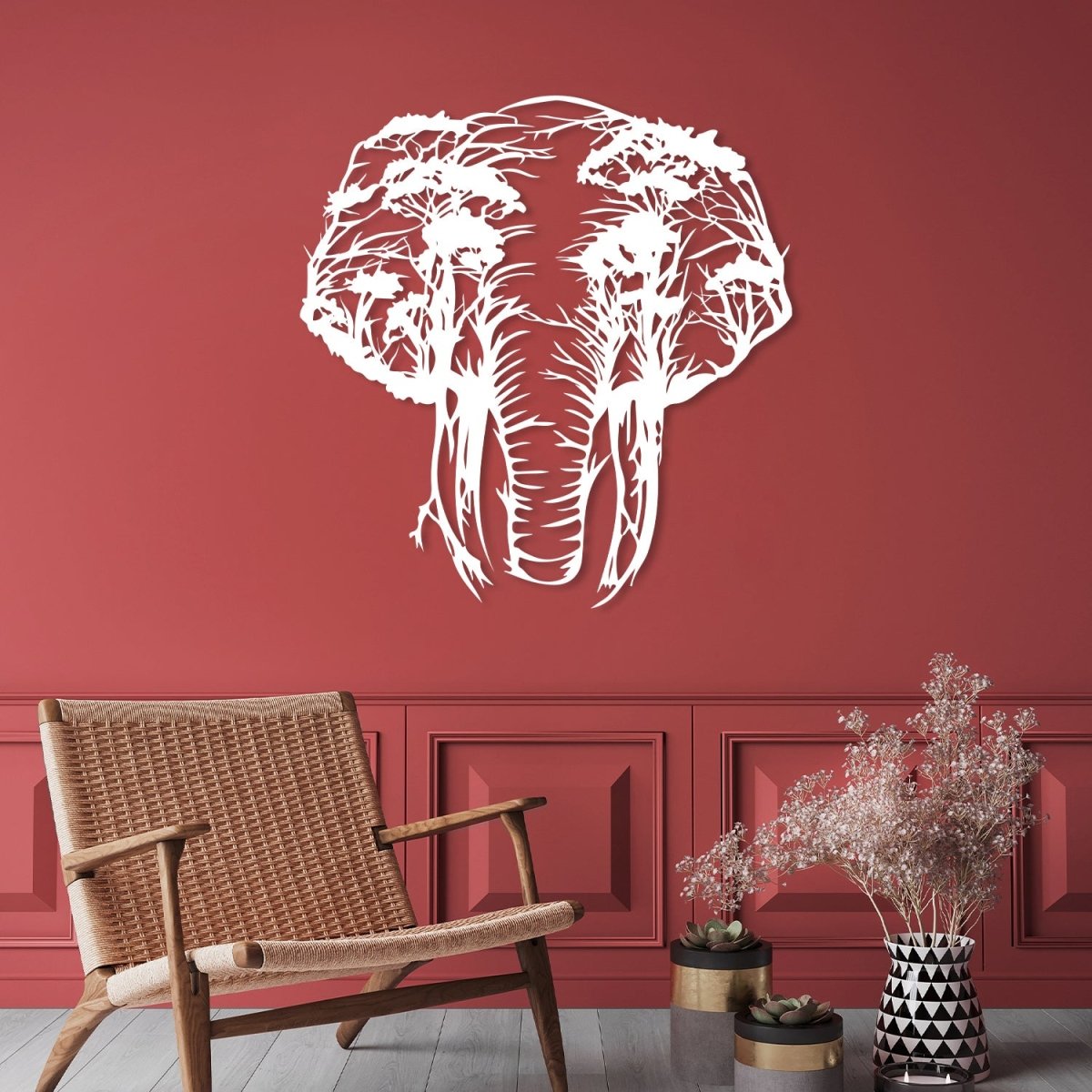 Elephant Tree Metal Wall Decor - BrossHome Metal Wall Art