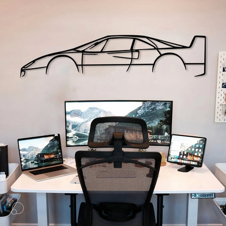 F40 Car Silhouette Metal Wall Art - BrossHome Metal Wall Art