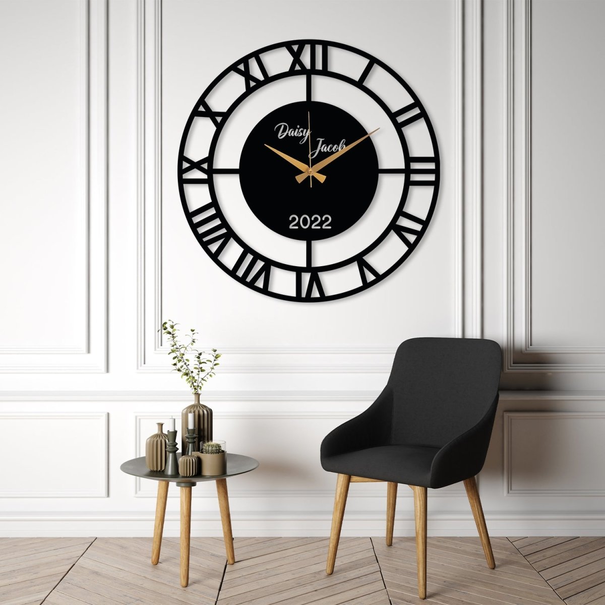 Family Name Wall Clock - BrossHome Metal Wall Art