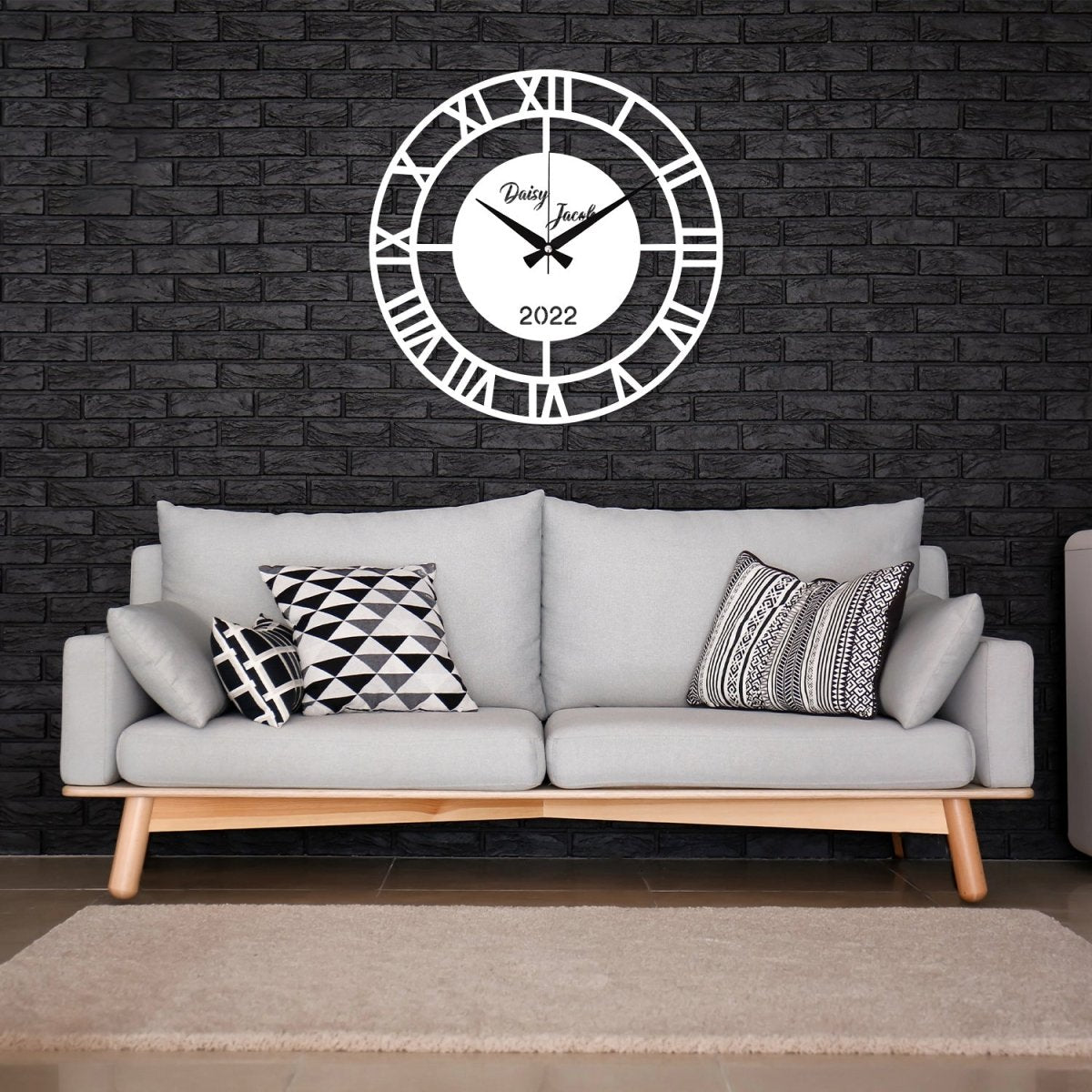 Family Name Wall Clock - BrossHome Metal Wall Art