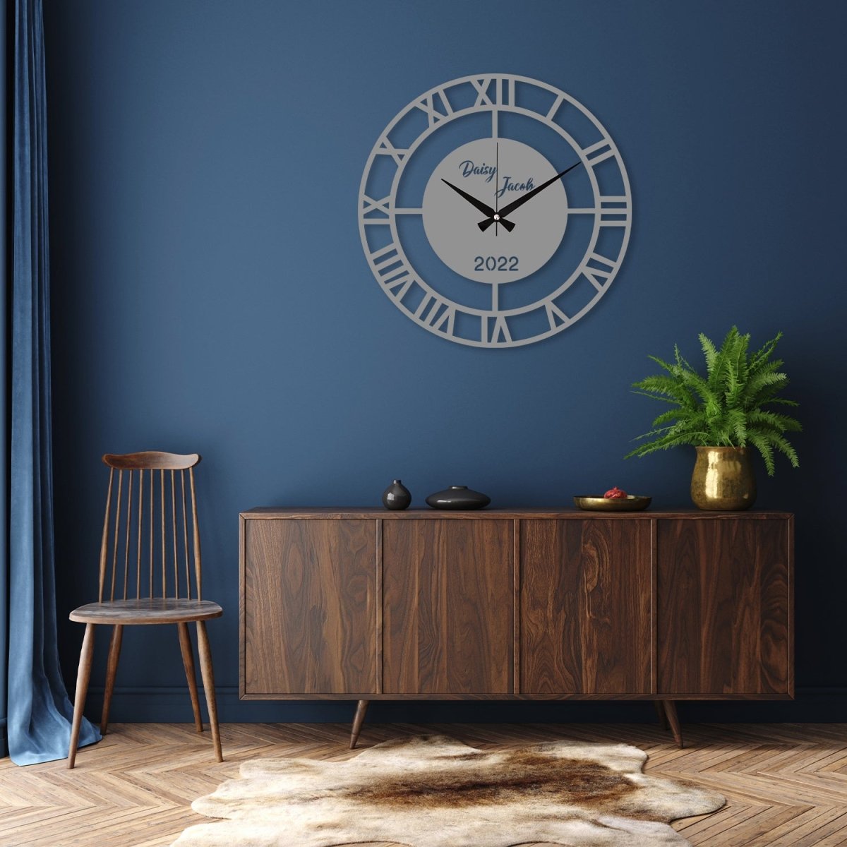 Family Name Wall Clock - BrossHome Metal Wall Art