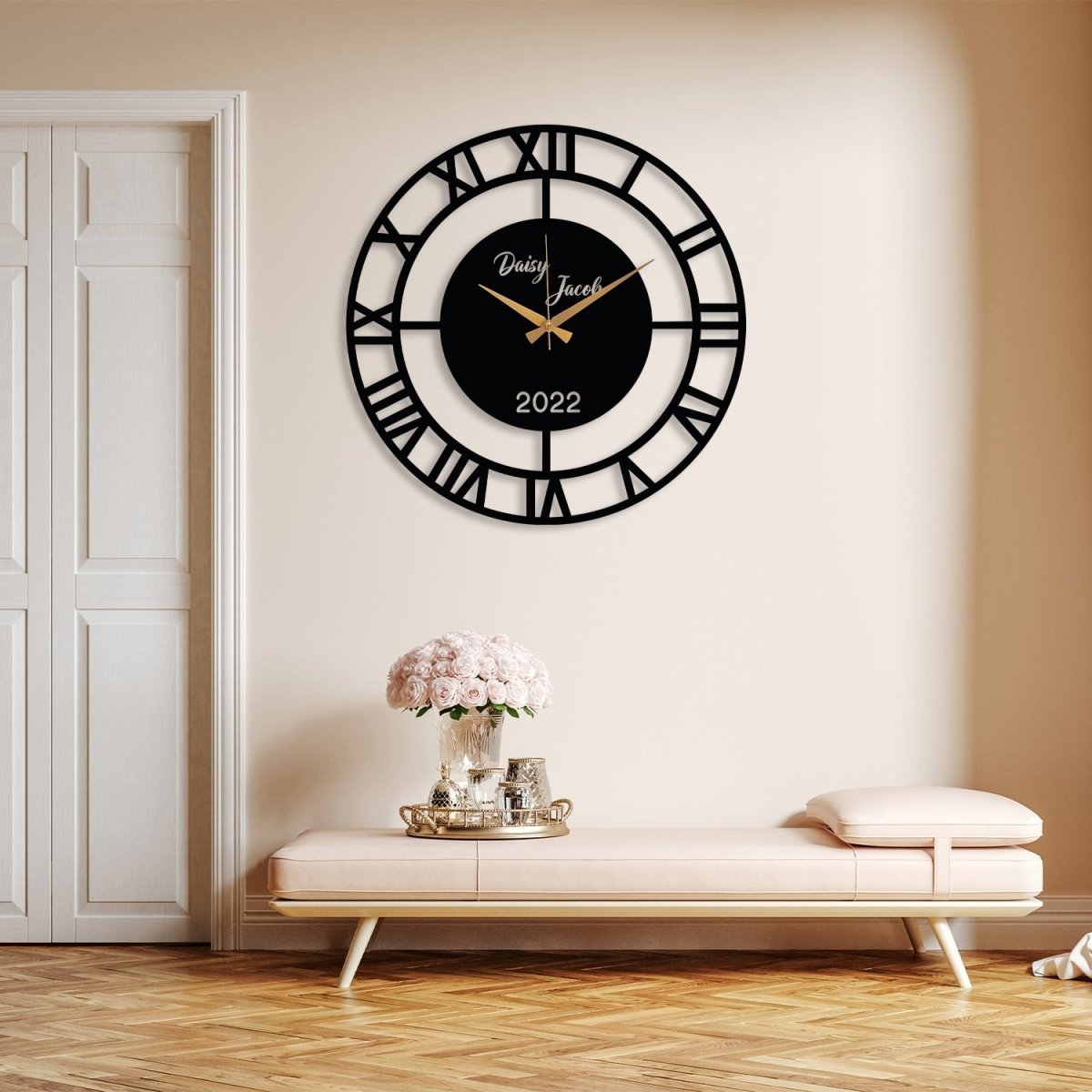 Family Name Wall Clock - BrossHome Metal Wall Art