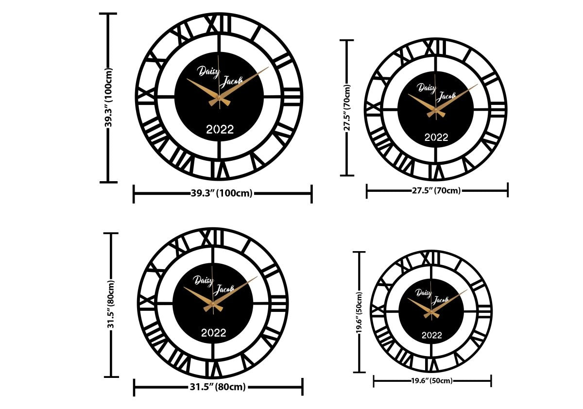 Family Name Wall Clock - BrossHome Metal Wall Art