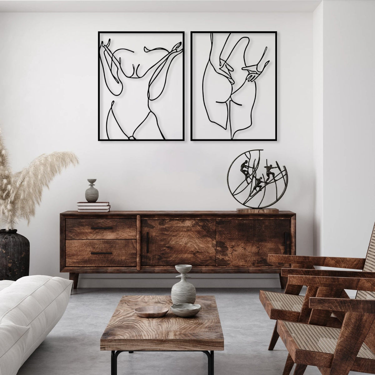 Female Figure Metal Wall Art (Set of 2) - BrossHome Metal Wall Art