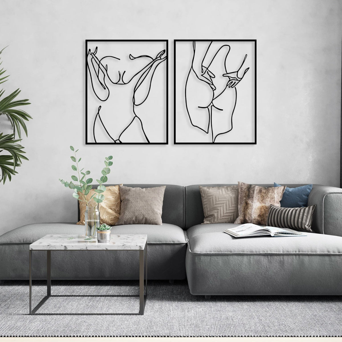 Female Figure Metal Wall Art (Set of 2) - BrossHome Metal Wall Art