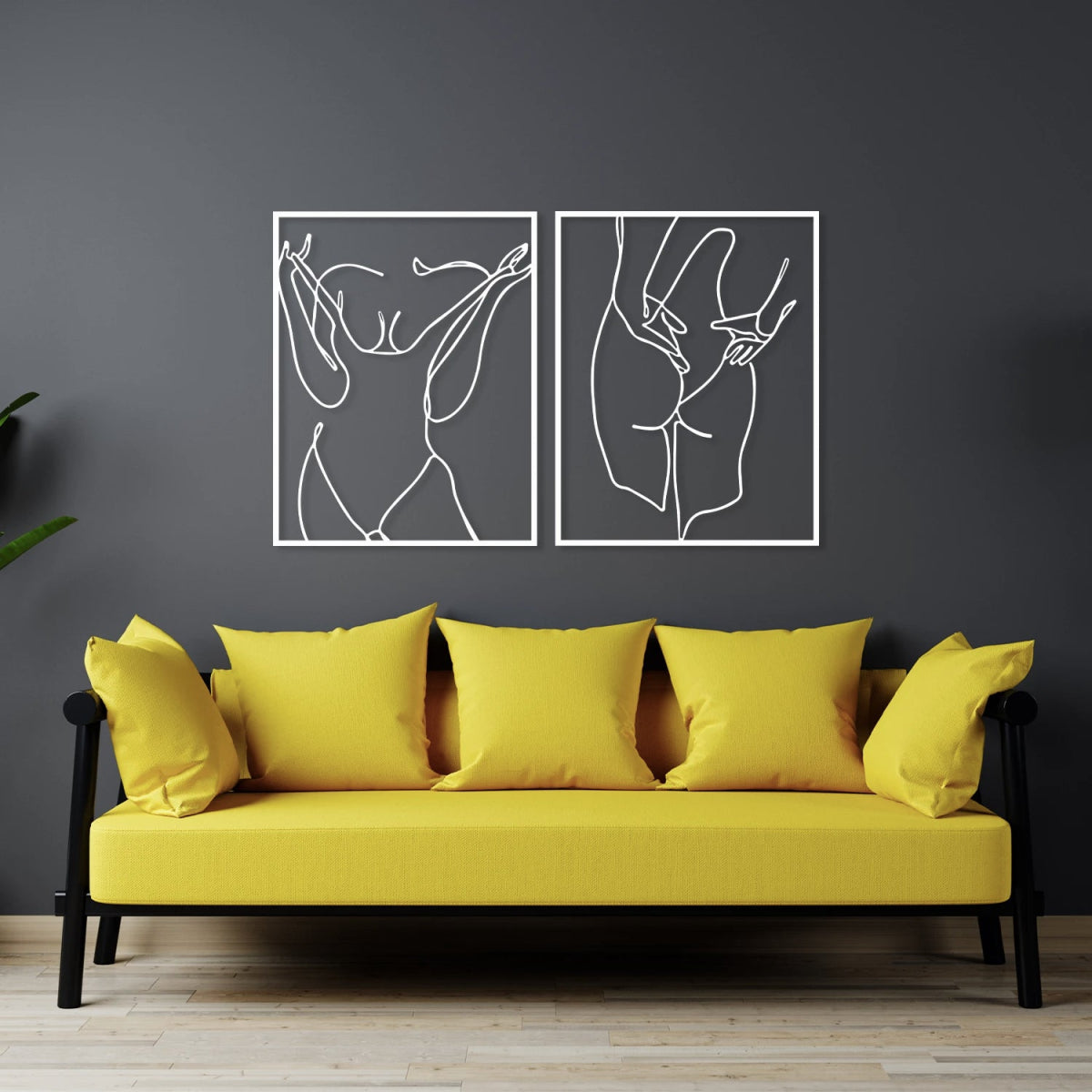 Female Figure Metal Wall Art (Set of 2) - BrossHome Metal Wall Art