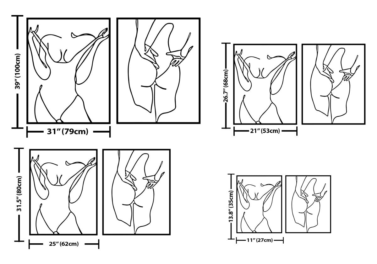 Female Figure Metal Wall Art (Set of 2) - BrossHome Metal Wall Art