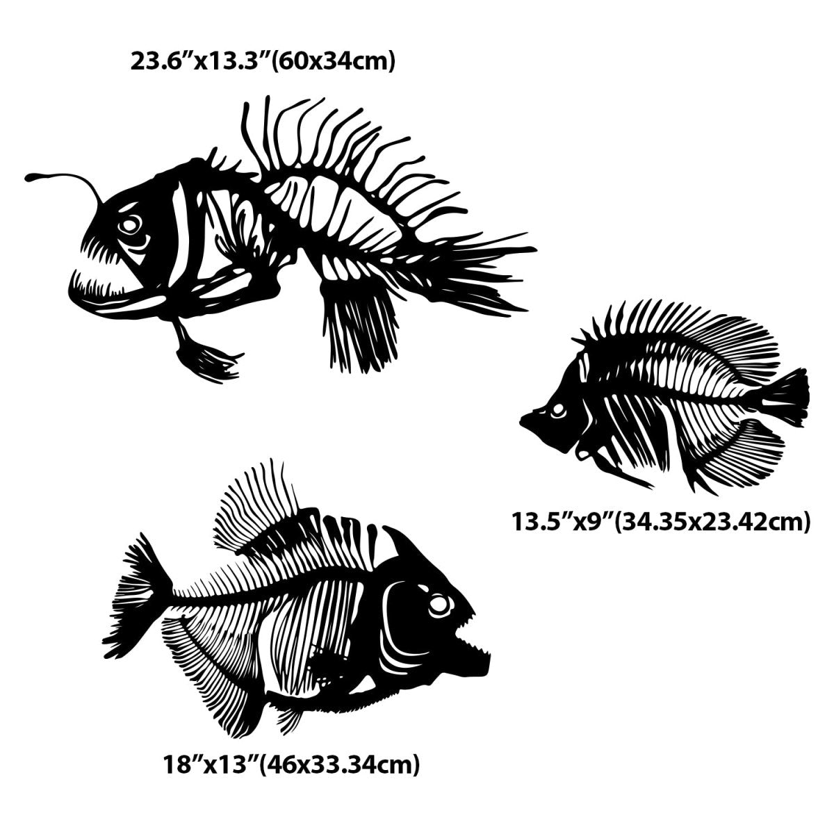 Fishbones Metal Wall Art (Set of 3) - BrossHome Metal Wall Art