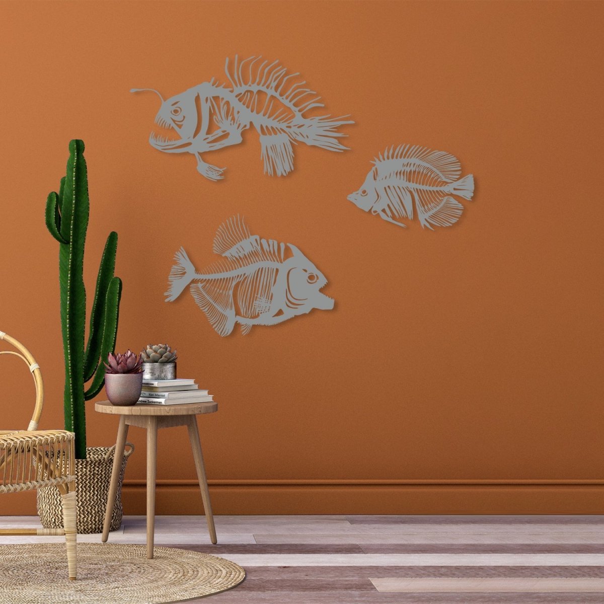 Fishbones Metal Wall Art (Set of 3) - BrossHome Metal Wall Art