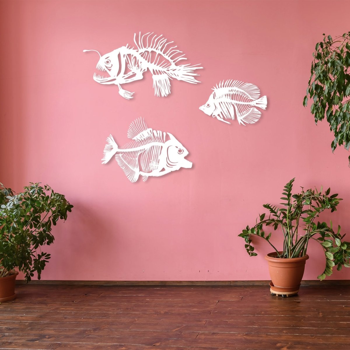 Fishbones Metal Wall Art (Set of 3) - BrossHome Metal Wall Art