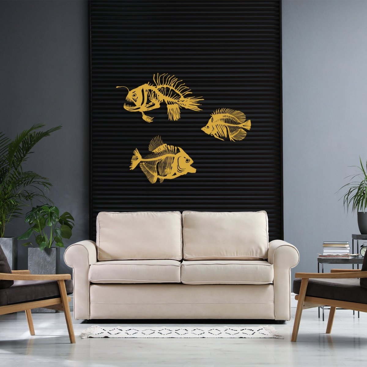 Fishbones Metal Wall Art (Set of 3) - BrossHome Metal Wall Art