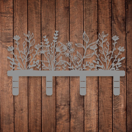 Floral Elegance Metal Wall Coat Rack - BrossHome Metal Wall Art