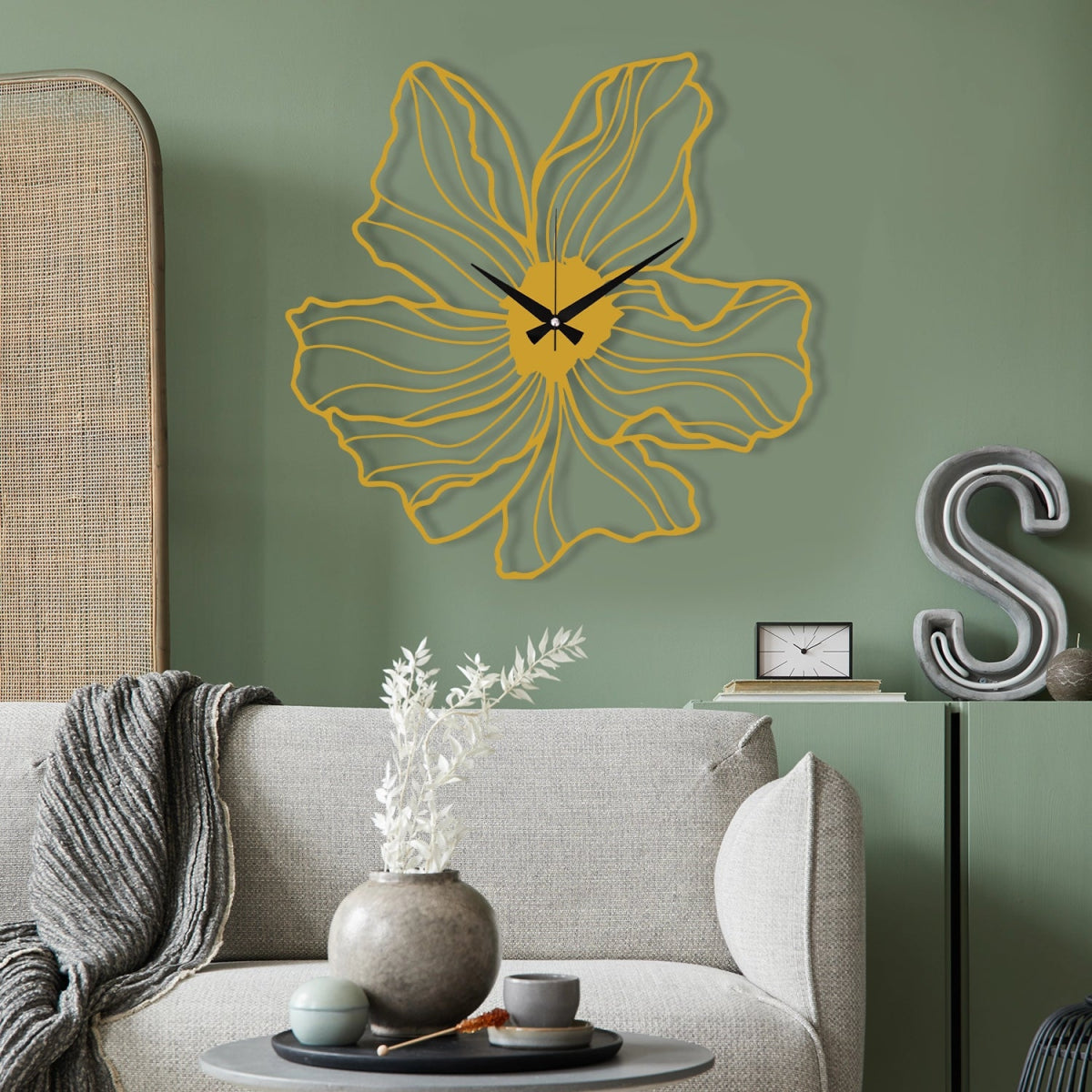 FLOWER SHAPED METAL WALL CLOCK - BrossHome Metal Wall Art