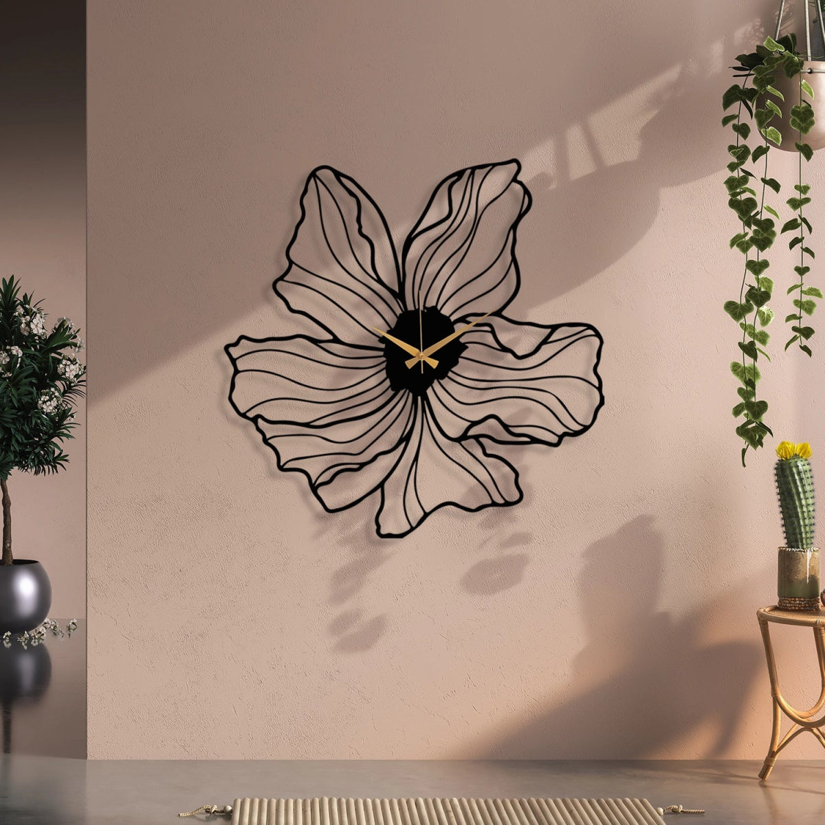 FLOWER SHAPED METAL WALL CLOCK - BrossHome Metal Wall Art