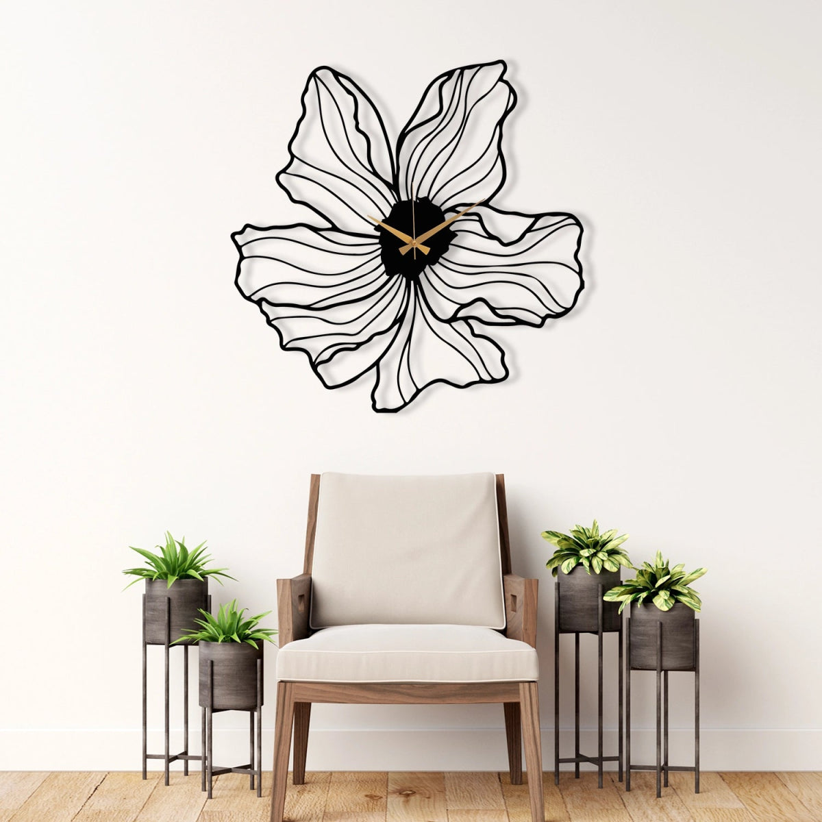 FLOWER SHAPED METAL WALL CLOCK - BrossHome Metal Wall Art