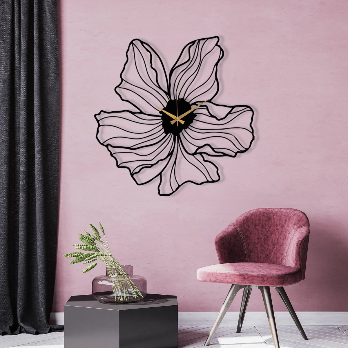 FLOWER SHAPED METAL WALL CLOCK - BrossHome Metal Wall Art