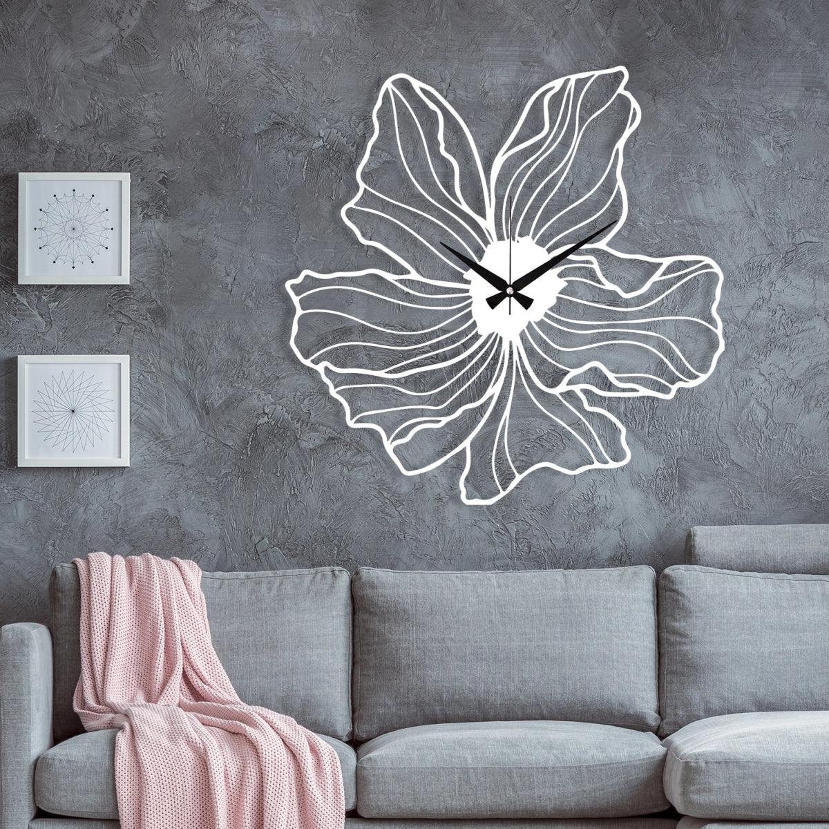 FLOWER SHAPED METAL WALL CLOCK - BrossHome Metal Wall Art