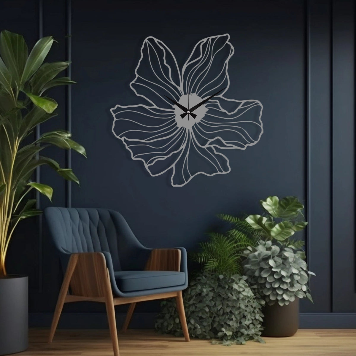FLOWER SHAPED METAL WALL CLOCK - BrossHome Metal Wall Art