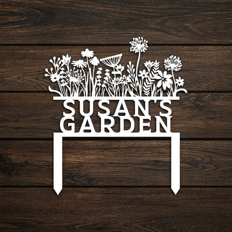Flowery Custom Stake Metal Garden Sign - BrossHome Metal Wall Art