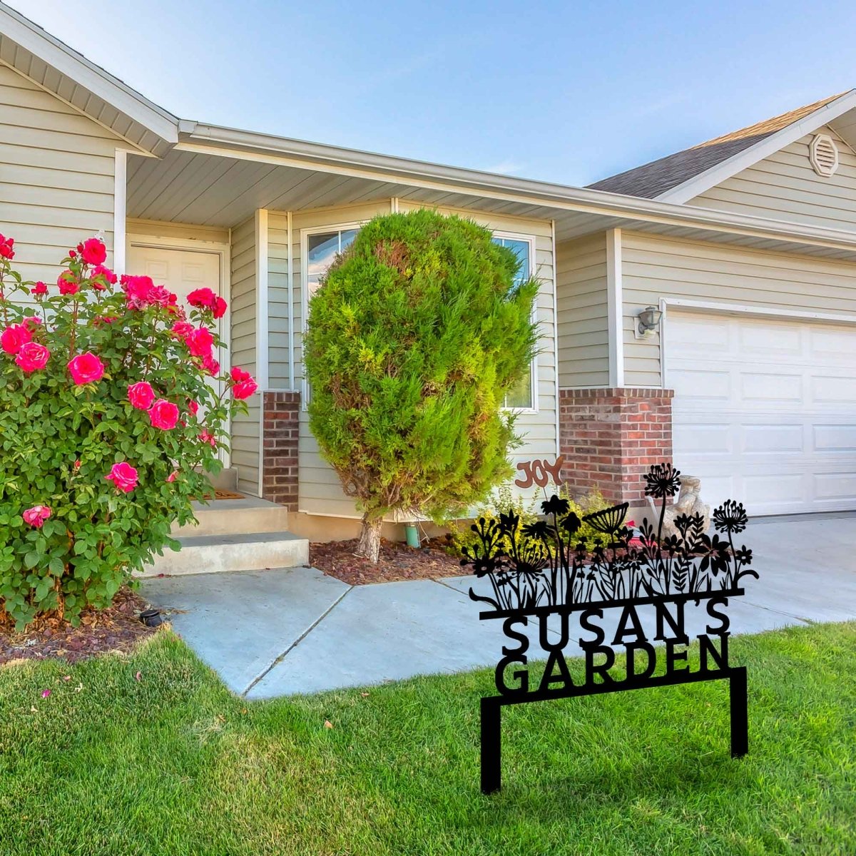 Flowery Custom Stake Metal Garden Sign - BrossHome Metal Wall Art