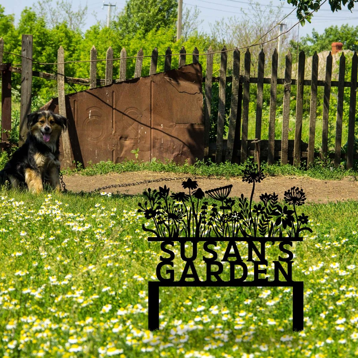 Flowery Custom Stake Metal Garden Sign - BrossHome Metal Wall Art