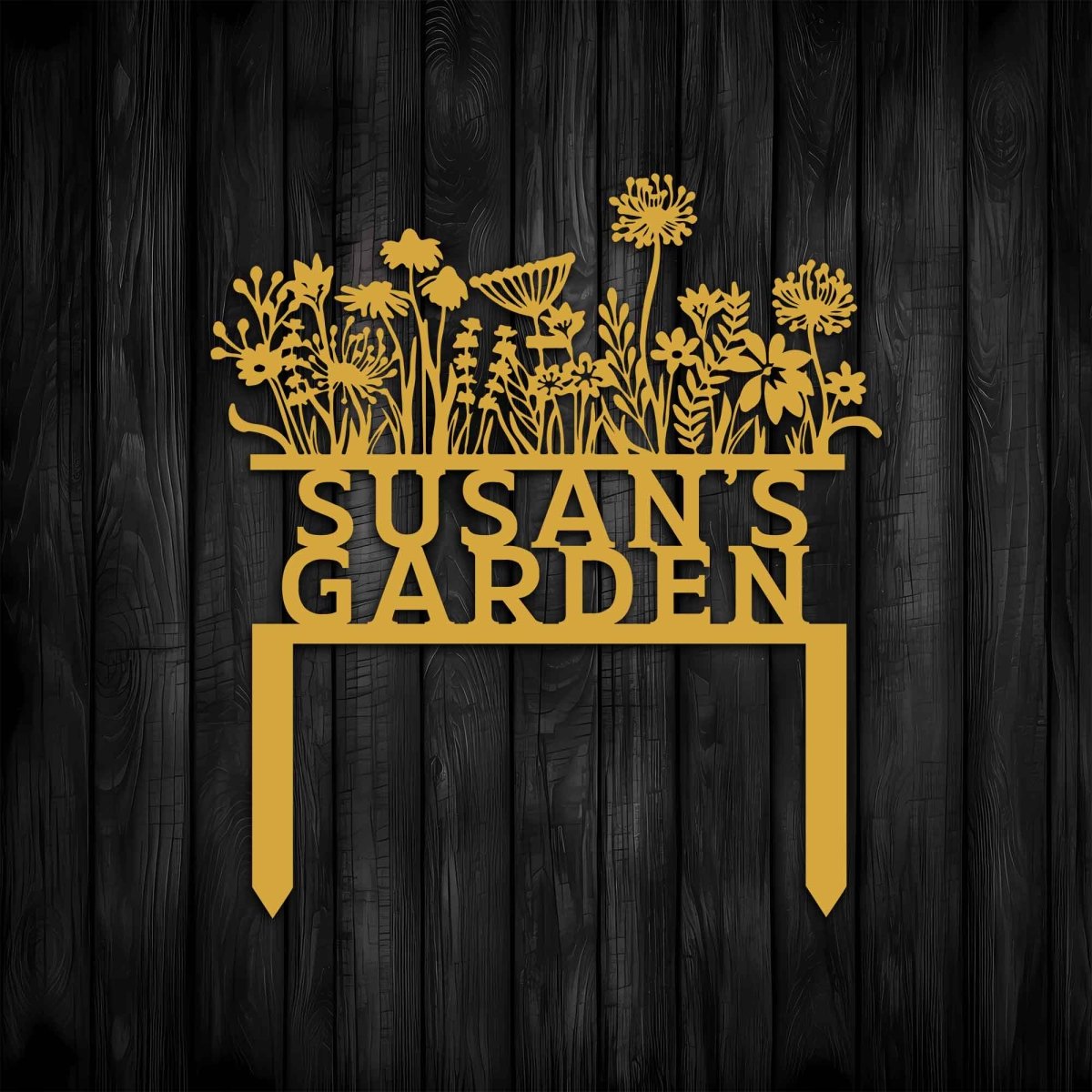 Flowery Custom Stake Metal Garden Sign - BrossHome Metal Wall Art