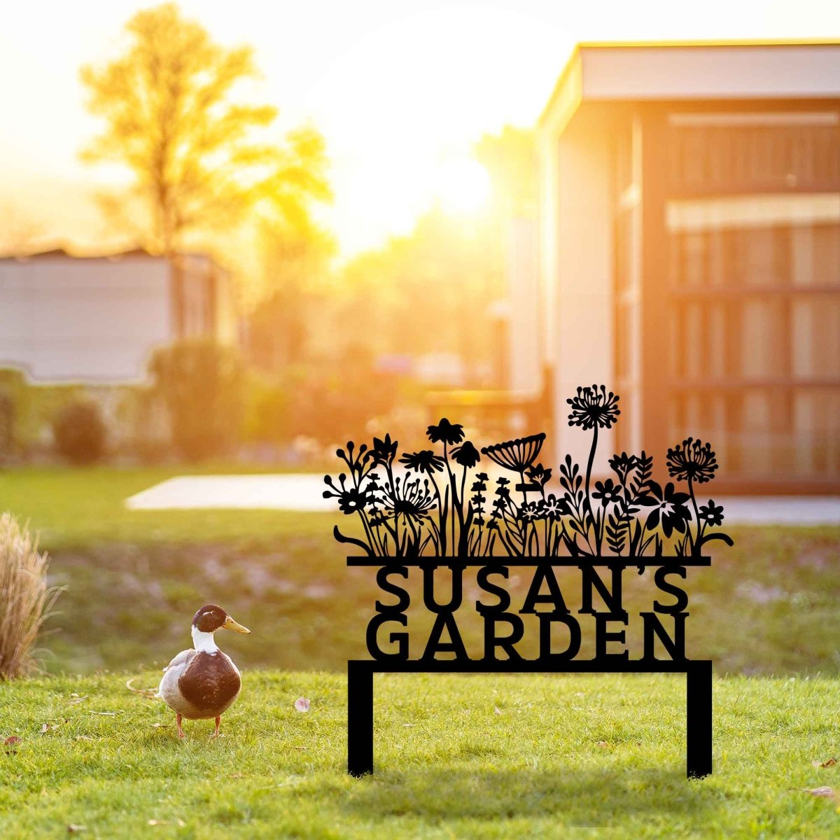 Flowery Custom Stake Metal Garden Sign - BrossHome Metal Wall Art