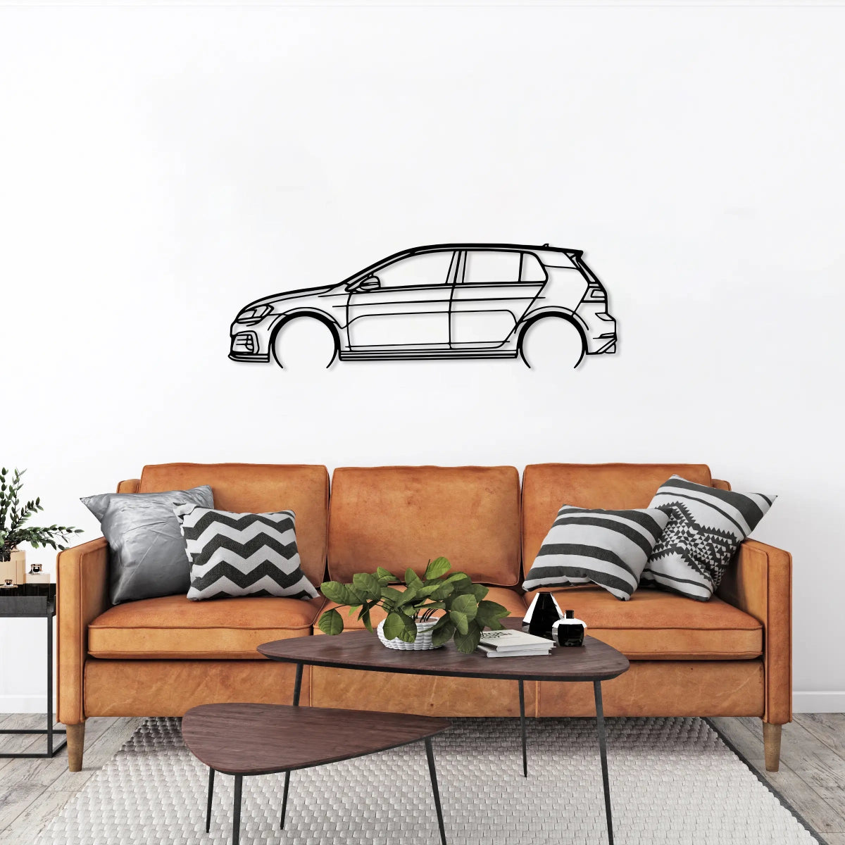 Golf Gti Car Silhouette Wall Art - BrossHome Metal Wall Art