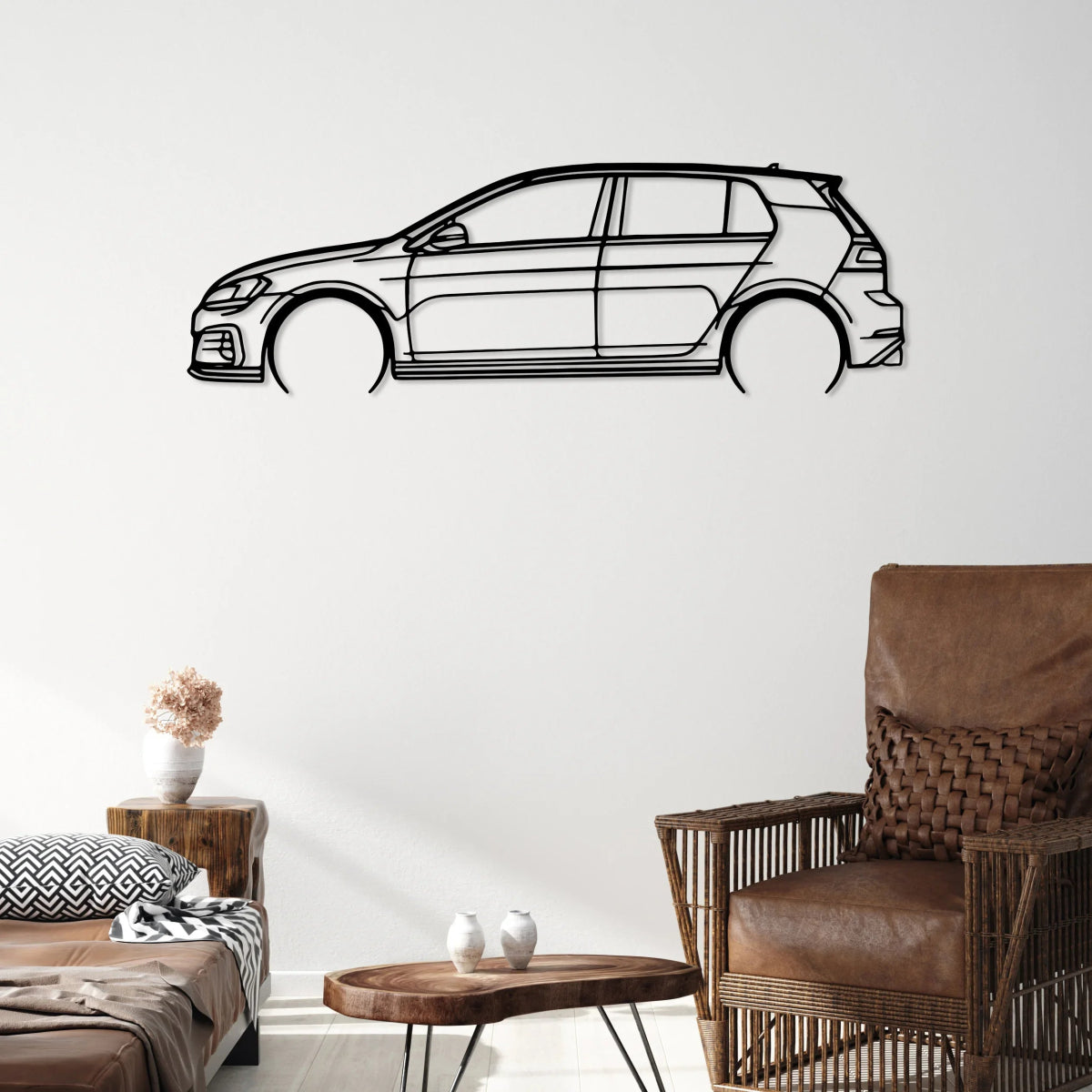 Golf Gti Car Silhouette Wall Art - BrossHome Metal Wall Art