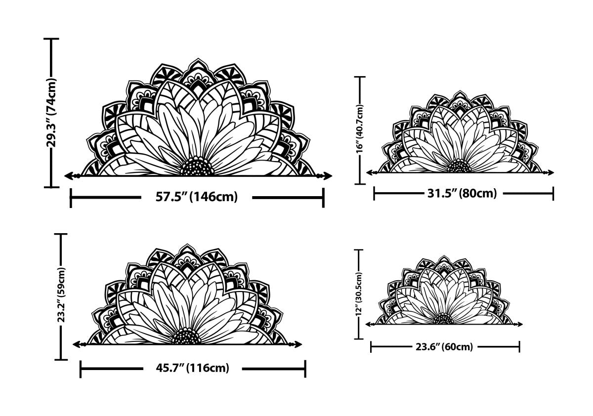 Half Mandala Metal Wall Art - BrossHome Metal Wall Art