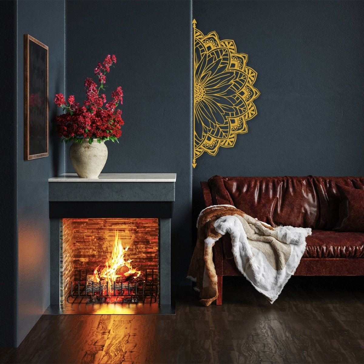 Half Mandala Metal Wall Art - BrossHome Metal Wall Art