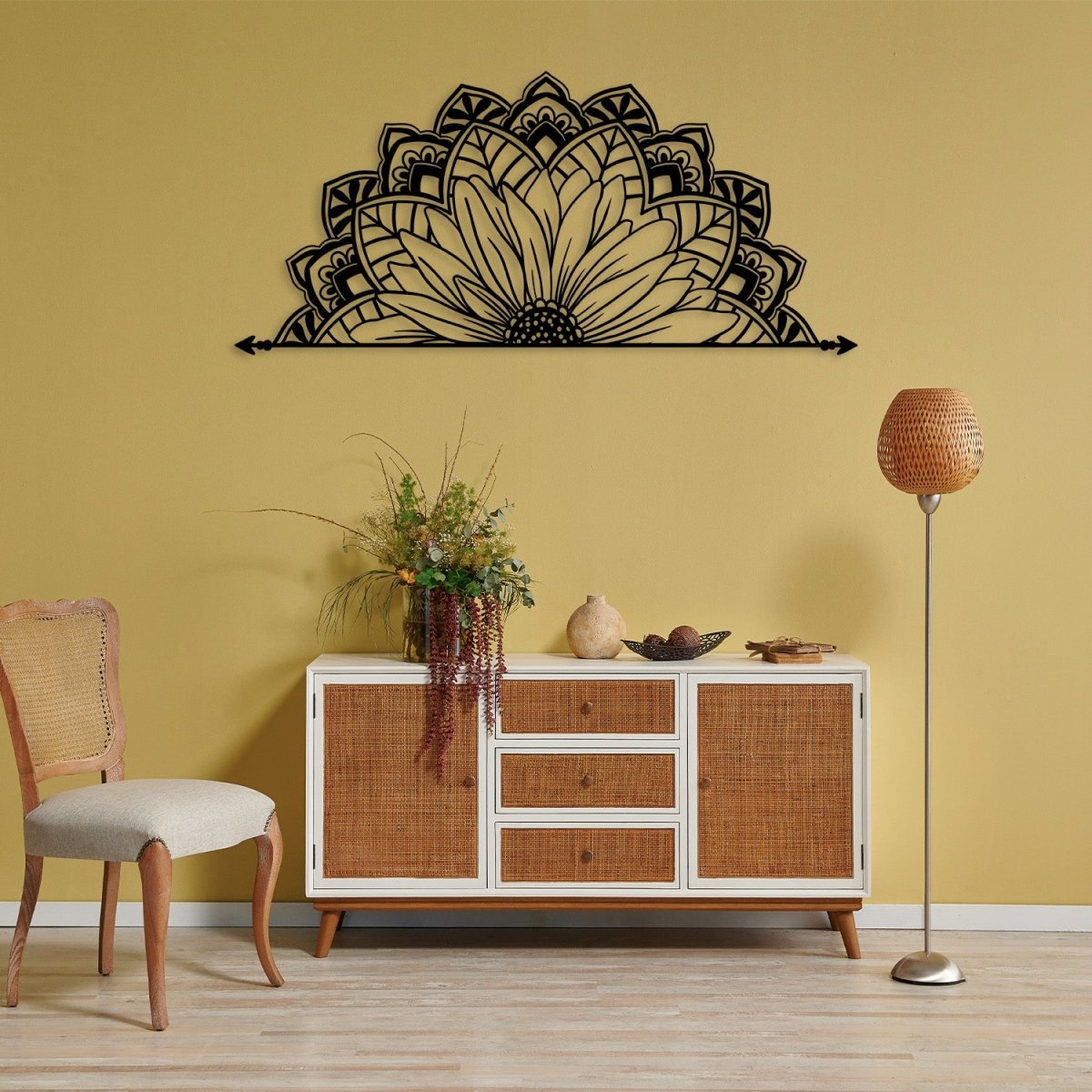 Half Mandala Metal Wall Art - BrossHome Metal Wall Art