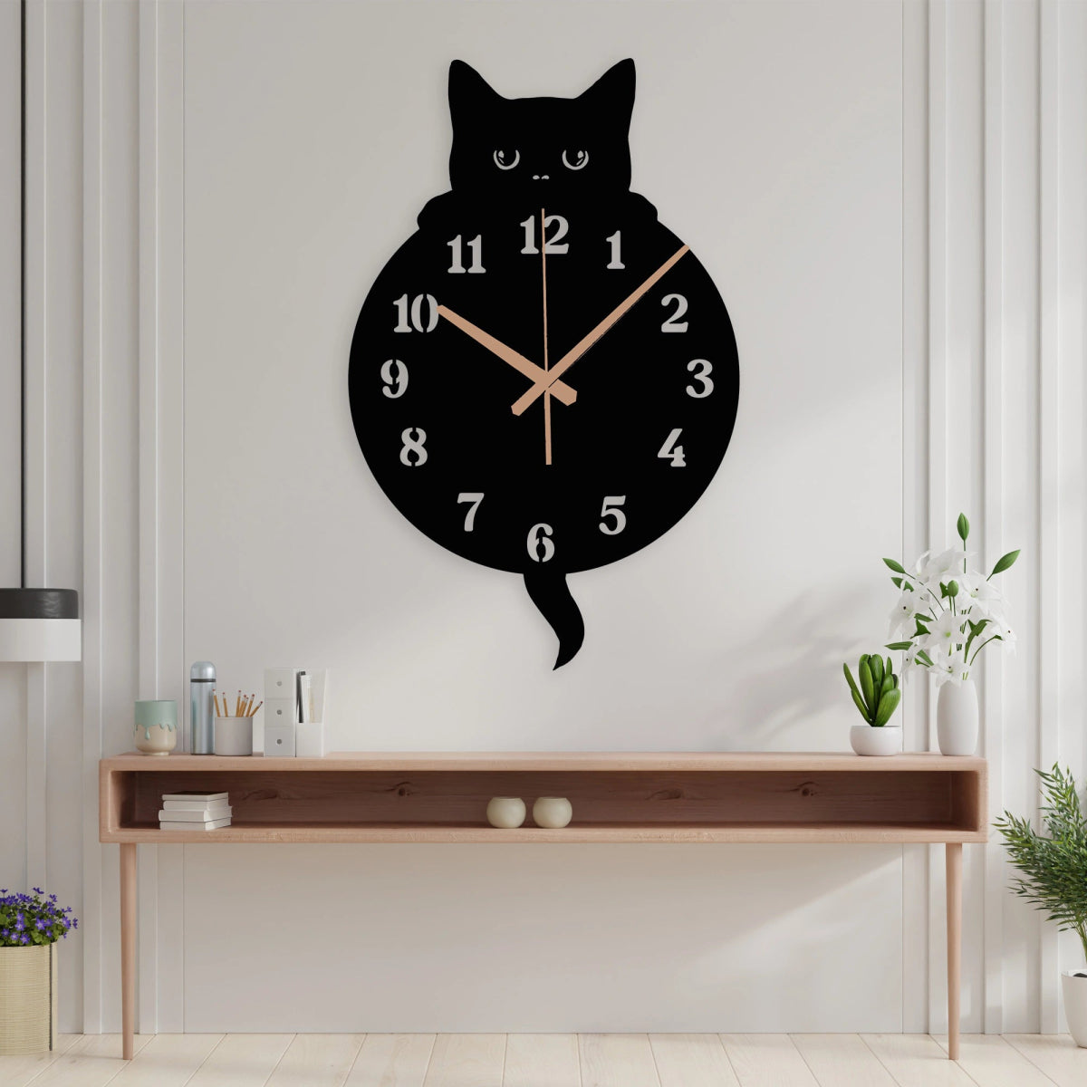 Halloween Black Cat Wall Clock - BrossHome Metal Wall Art