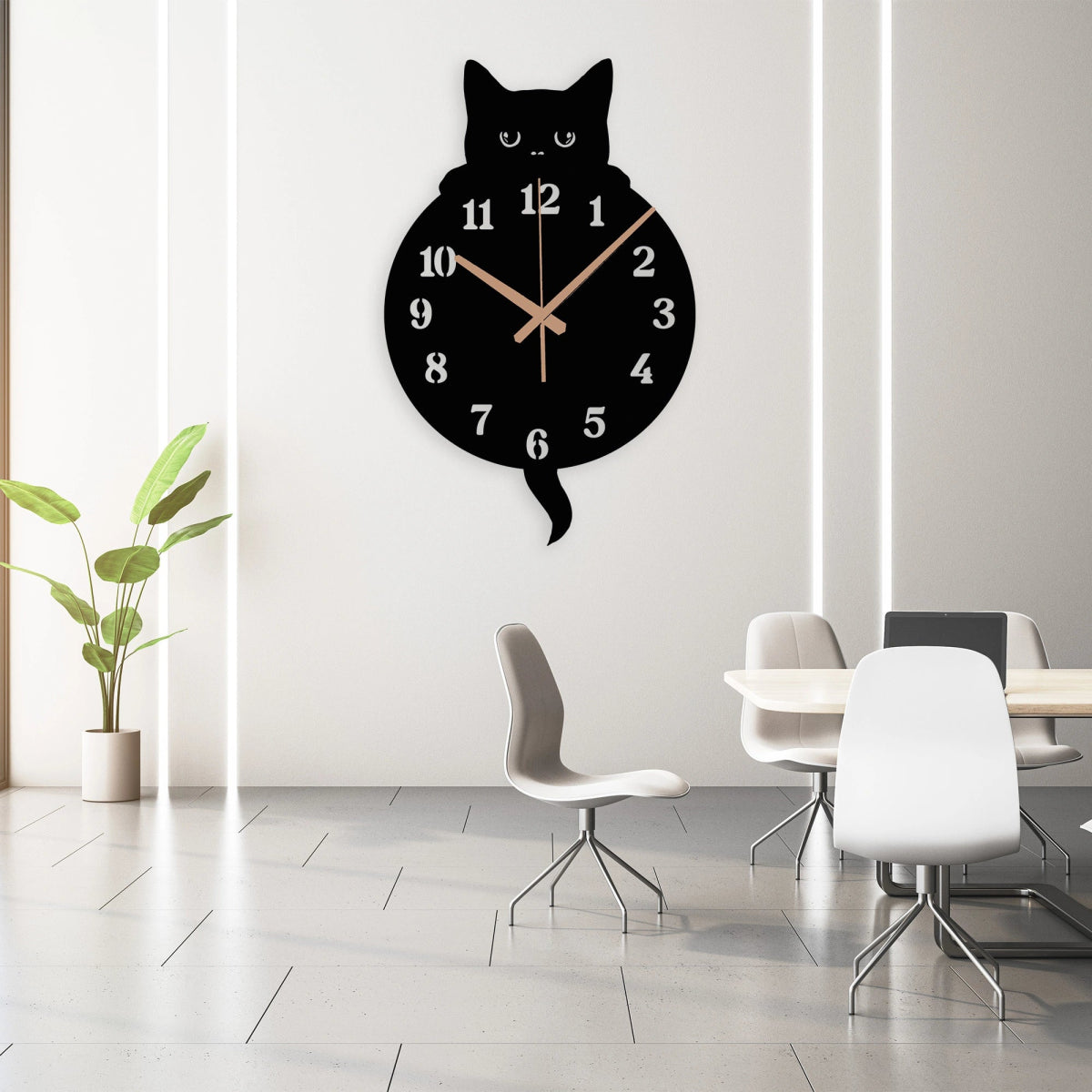 Halloween Black Cat Wall Clock - BrossHome Metal Wall Art