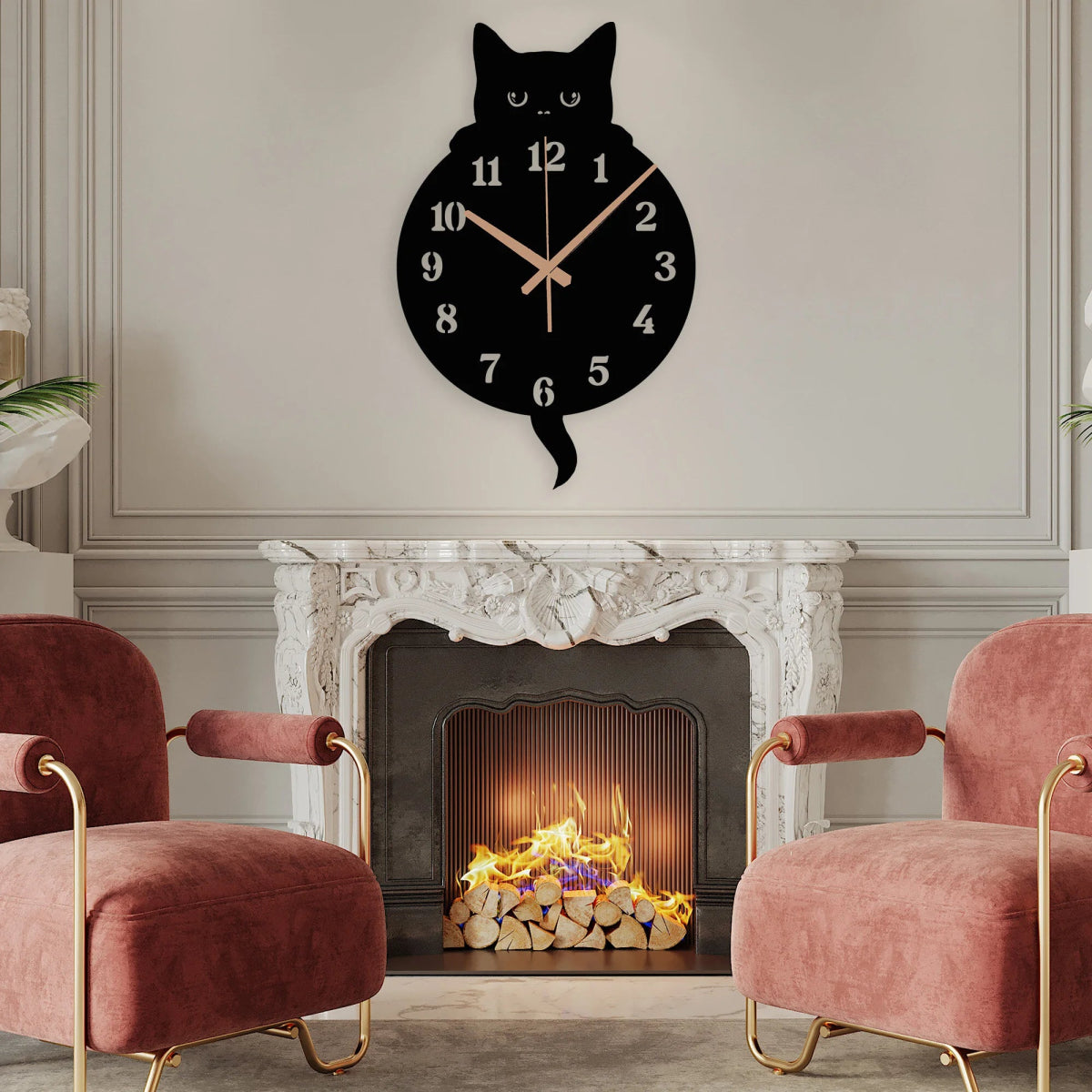 Halloween Black Cat Wall Clock - BrossHome Metal Wall Art