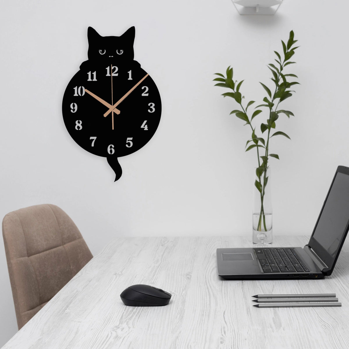 Halloween Black Cat Wall Clock - BrossHome Metal Wall Art