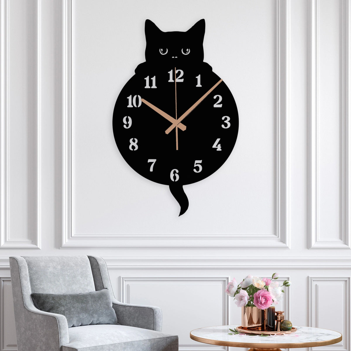 Halloween Black Cat Wall Clock - BrossHome Metal Wall Art