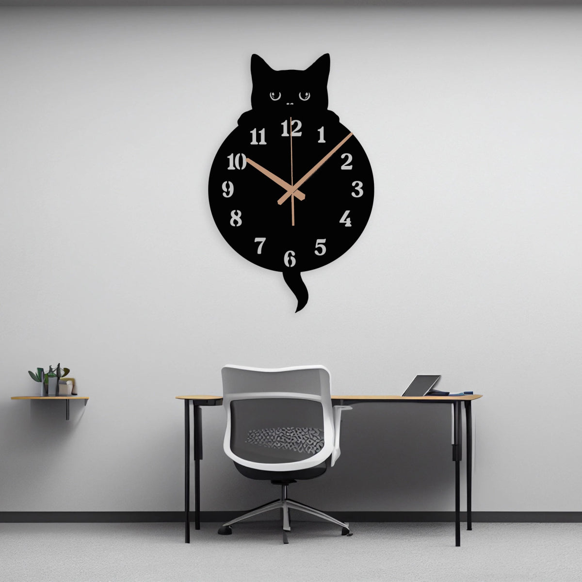 Halloween Black Cat Wall Clock - BrossHome Metal Wall Art