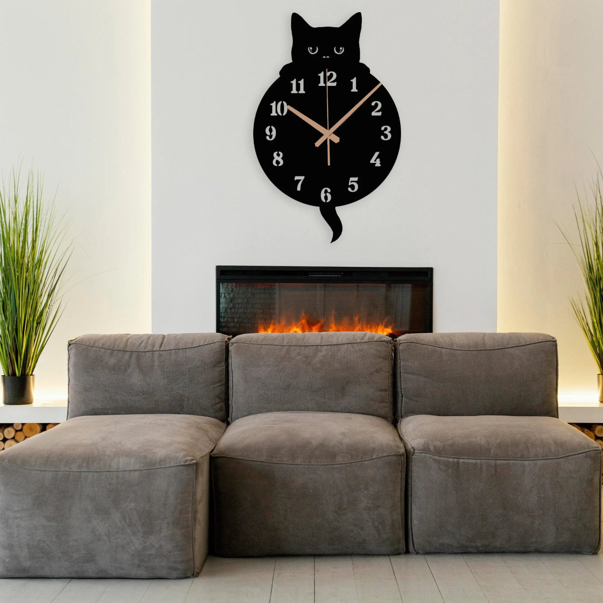 Halloween Black Cat Wall Clock - BrossHome Metal Wall Art