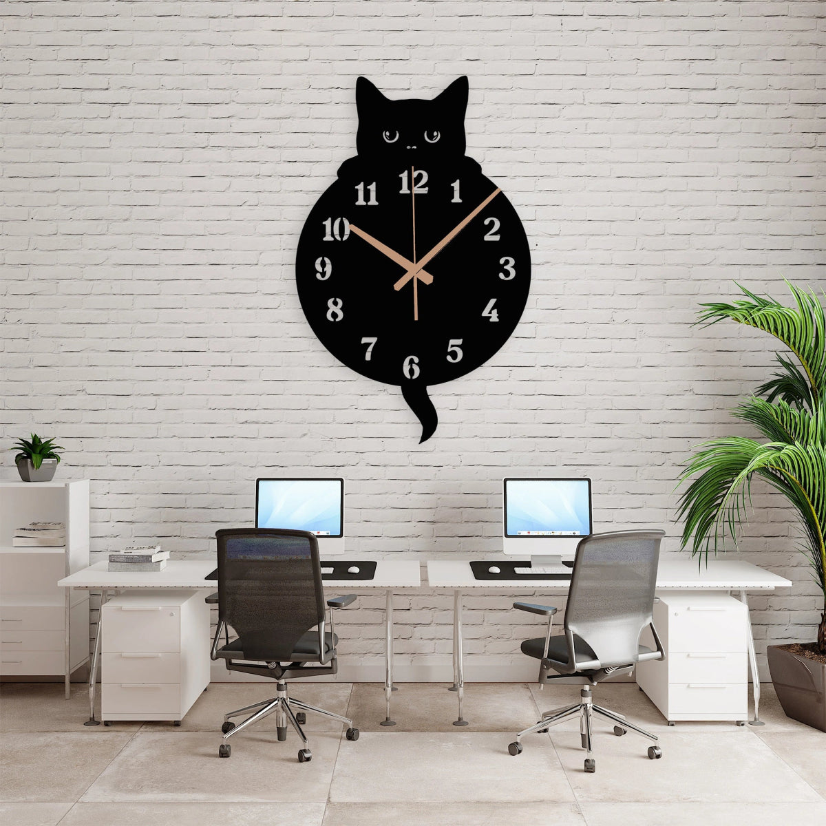 Halloween Black Cat Wall Clock - BrossHome Metal Wall Art