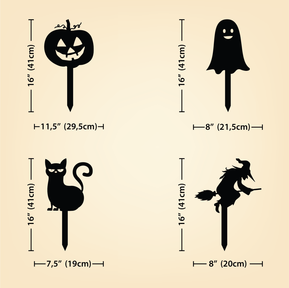 Halloween Garden Stake Set - BrossHome Metal Wall Art