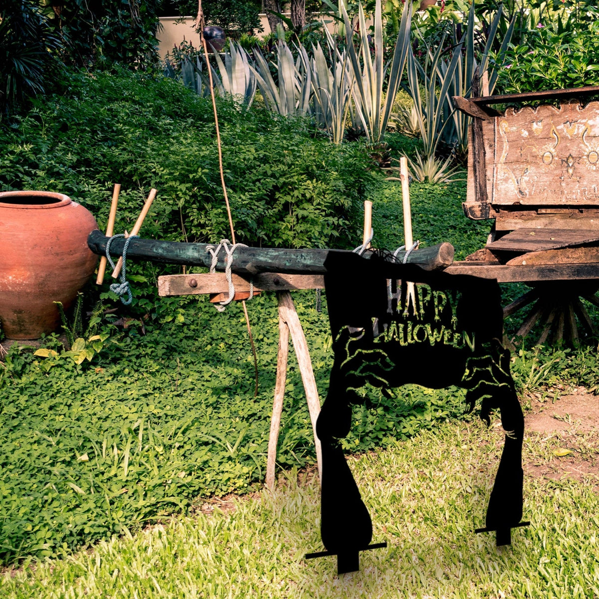 Happy Halloween Metal Garden Sign - BrossHome Metal Wall Art